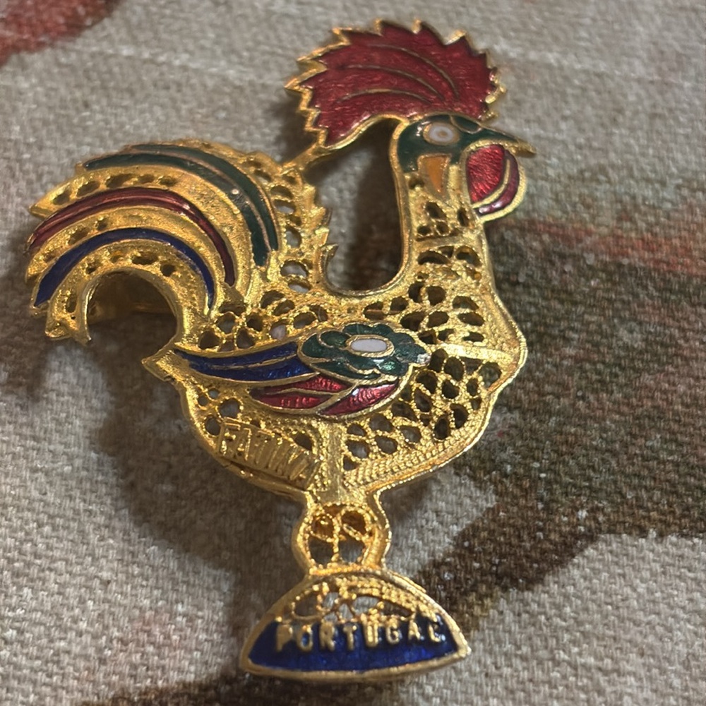 Portugal Gold-Tone Rooster Brooch